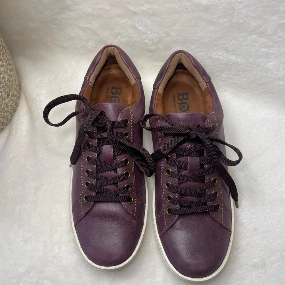 Born Lace Up Casual Comfort Shoes‎ 6M Burgundy Leather Athletic Sneakers B235